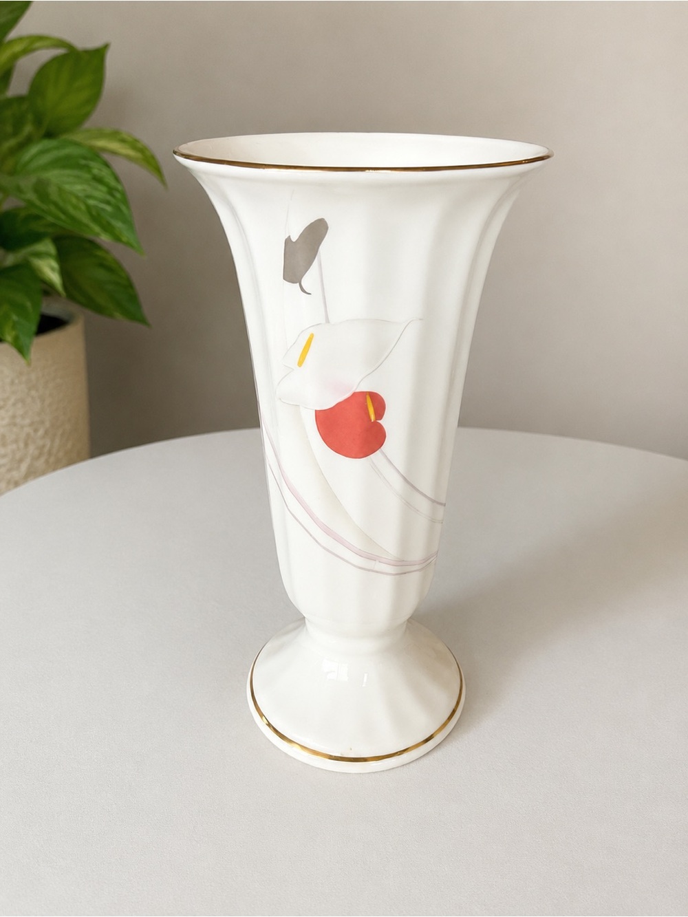 Vintage Mikasa Anthurium FX007 Bone China Vase Made in Japan